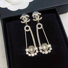 18K CC Crystal Pendant Earrings