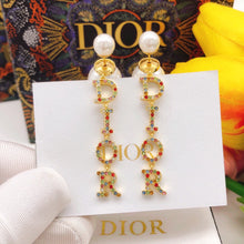 18K Dior Crystal Script Earrings