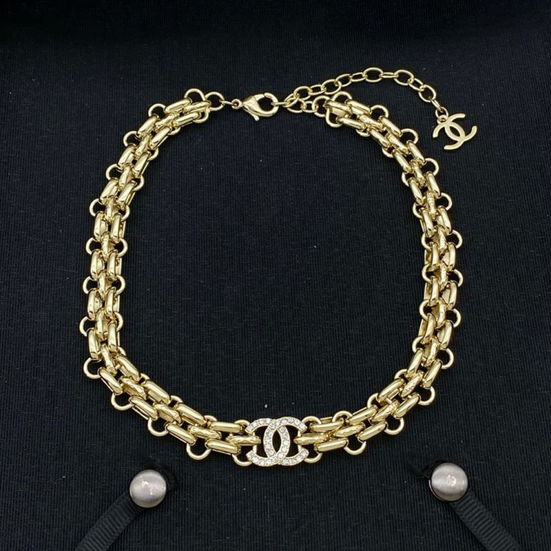 18K CC Choker Chain Diamond Necklace