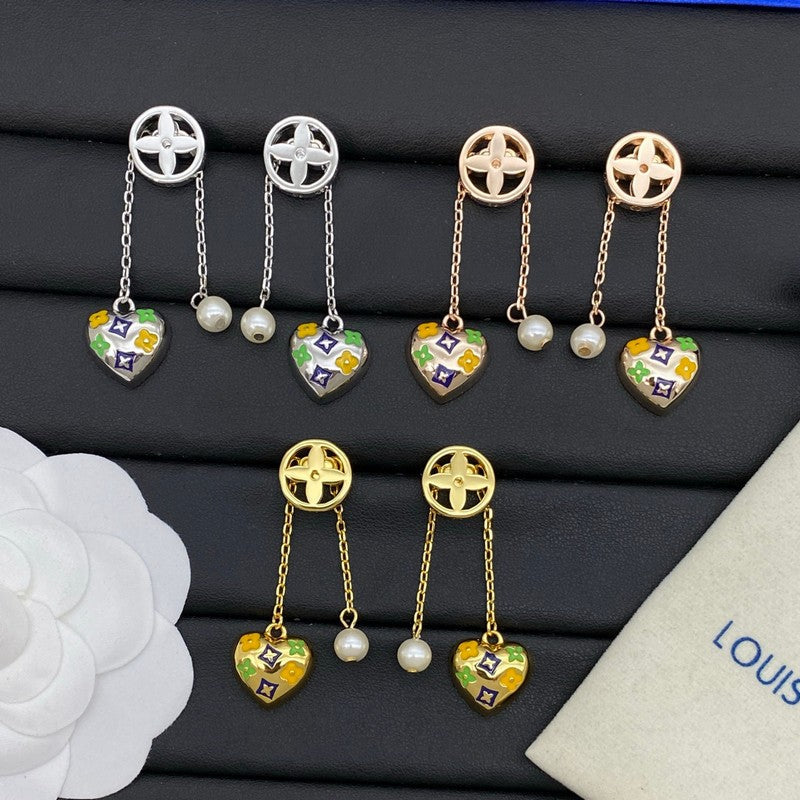 18K Louis Diamond Pearl Drop Earrings