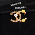 18K CC Yellow Flower Diamond Brooch