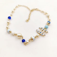 18K CHANEL Blue & White Pearls Necklace