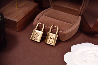 18K BB Gold Small Lock Earrings