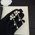 18K CC Crystal Gold Pendant Earrings