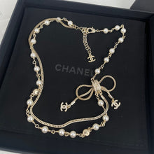 18K CC Bow Tie Pearl Necklace