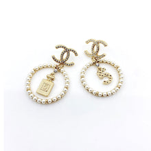 18k CHANEL CC No5 Perfume Pendant Earrings