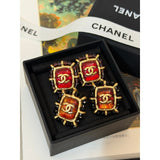 18K CC Red & Yellow Earrings