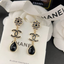 18K CHANEL CC Black Crystals Earrings