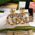 18K GG Big Crystal Gold Earrings