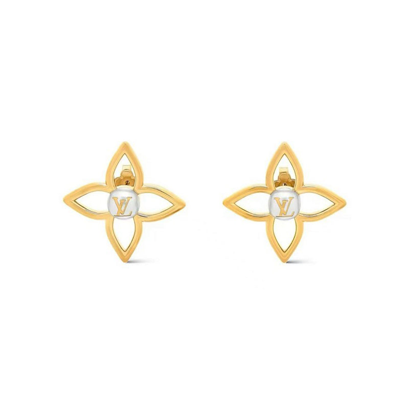 18K Louis Pearly Flower Earrings