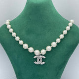 18K CC Pearl Diamond Logo Necklace