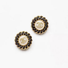 18K CC Black Earrings