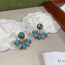 18K Double G Blue Flowers Earrings