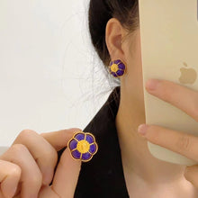 18K CC Purple Flowers Earrings