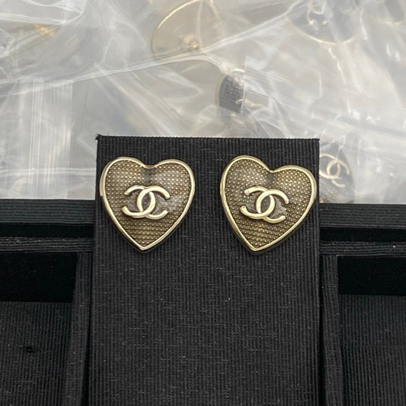 18K CC Grey Heart Earrings