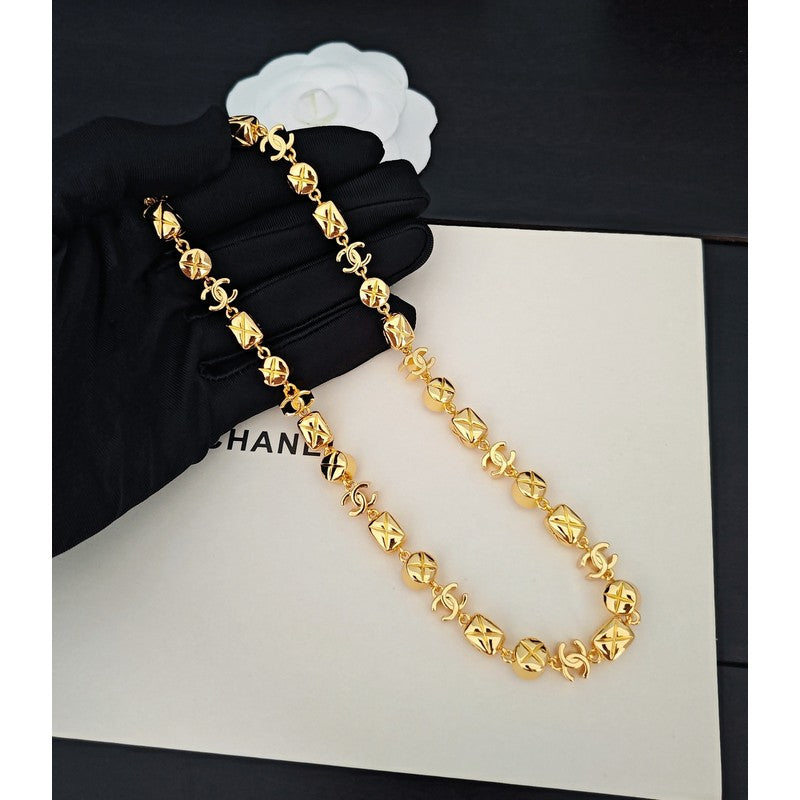 18K CC Yellow Gold Crystal Necklace