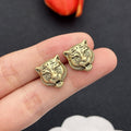 18K GG Tiger Head Gold Earrings
