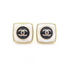 18k CHANEL CC Pearl Square Earrings