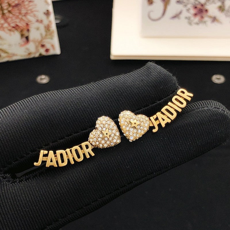 18K CD J'Adior Heart Diamond Earrings