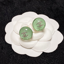 18k Chanel CC Green Earrings