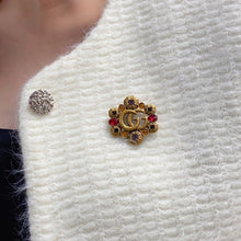 18K Double G Flower Crystal Brooch