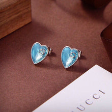 18K Double G Blue Heart Earrings