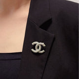 18K CC White Gold Diamond Brooch
