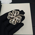 18K CC Clover Leaf Diamond Brooch