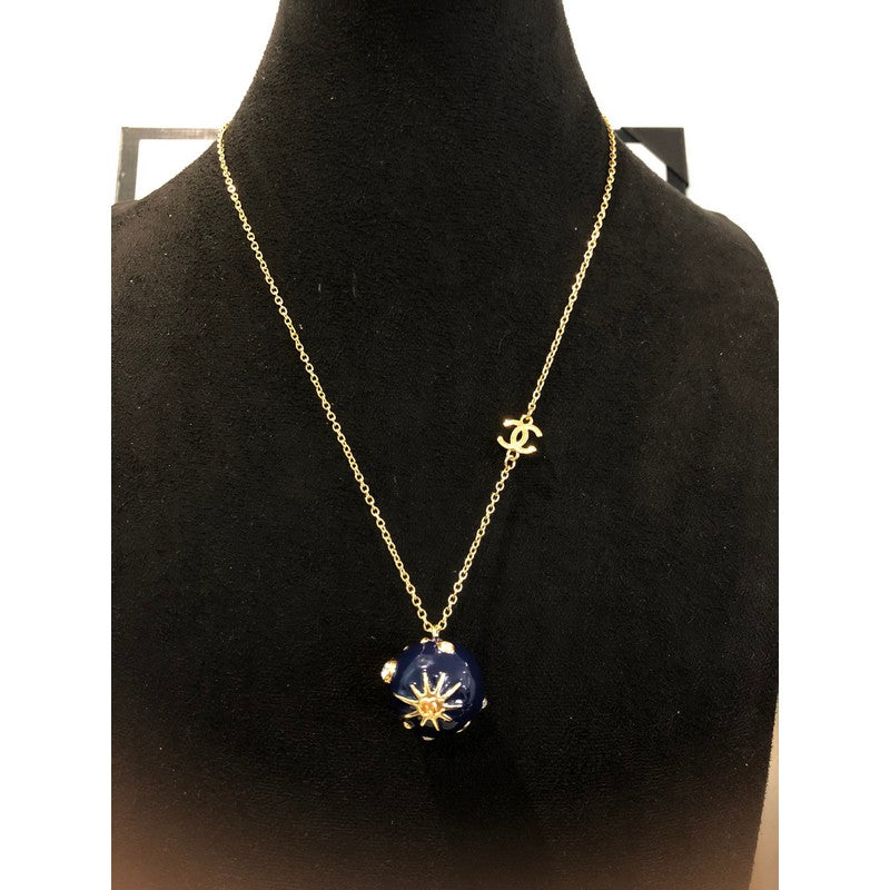 18K CC Blue Gold Ball Necklace