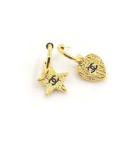 18K CC Heart Star Earrings