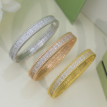 18K Yellow Gold Perlée Diamonds Three Rows Bracelet