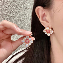 18K CC Color Flower Diamond Earrings