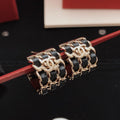 18K CC Leather Gold Circle Earrings