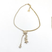 18K CHANEL Heart Crystals Chain Necklace