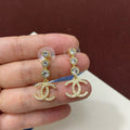 18K CC Diamond Drop Pendant Earrings