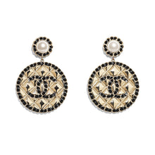 18K CC Leather Round Earrings