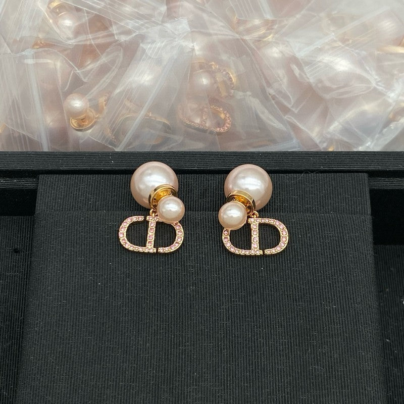 18K CD Pink Pearl Gold Earrings