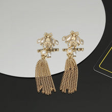 18K Double G Bee Tassel Crystal Earrings