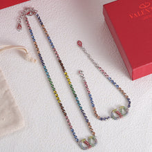 18K Vlogo Multi-Color Crystals Necklace