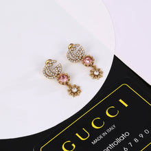 18K Double G Flower Crystal Earrings