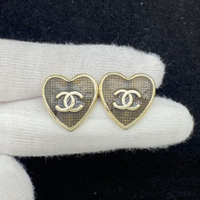 18K CC Heart Gold Earrings