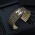 18K CC Black Crystal Wide Cuff Bracelet