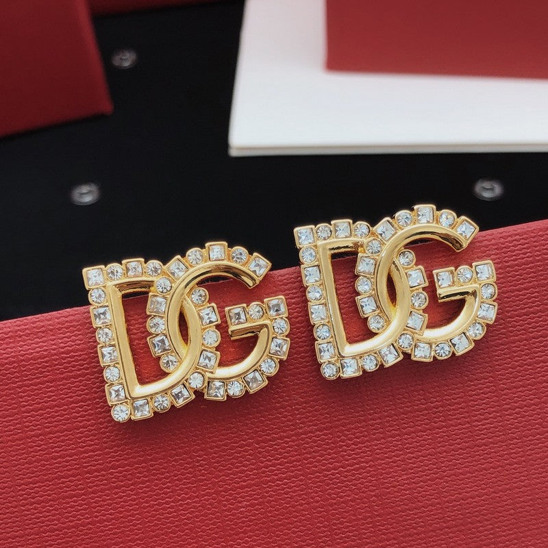 18K DG Diamond Gold Earrings
