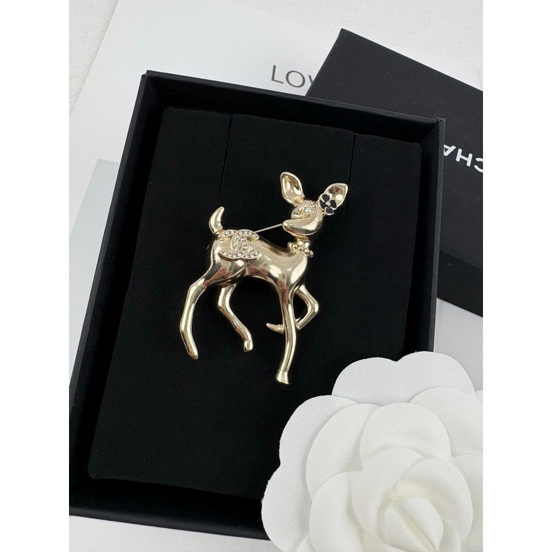 18K CC Deer Gold Brooch