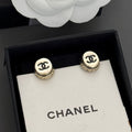 18K CC Black & Pink Gold Button Earrings