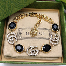 18K Gucci GG Black Stones Chain Bracelet