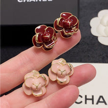 18K CC Red & Pink Camellia Earrings