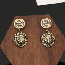 18K Double G Lion Pendant Earrings