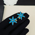 18K CC Blue Starfish Gold Earrings