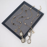 18K CC Black Crystal Gold Necklace